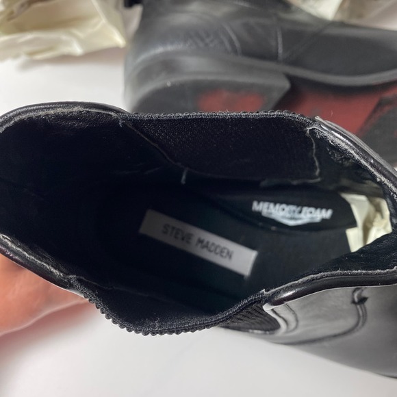 Steve Madden LOBERT Mens Black Leather Ankle Boots Size 13 - Picture 6 of 7